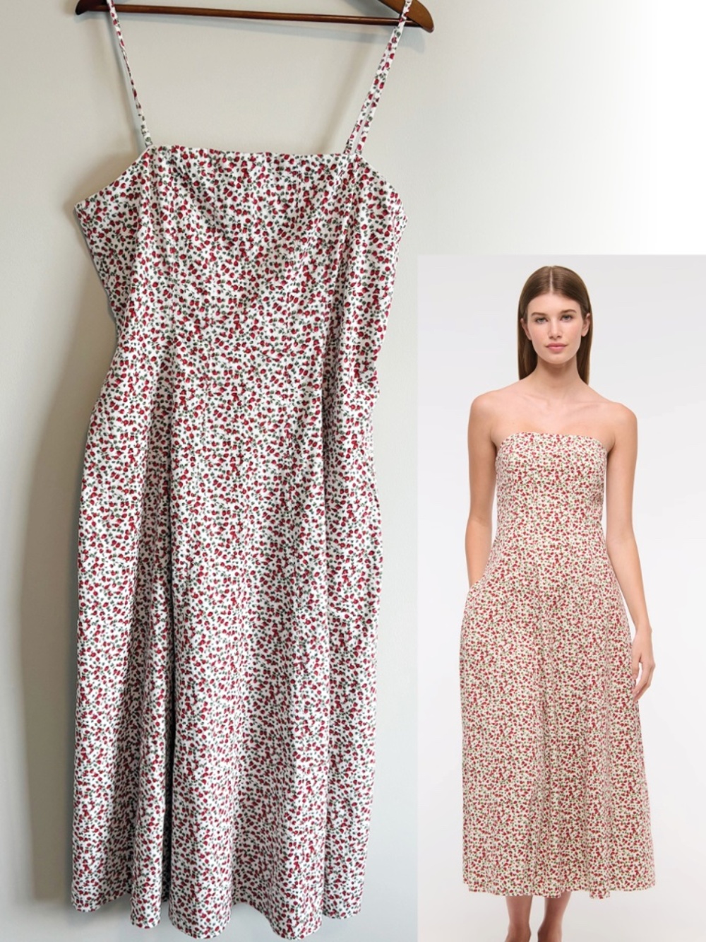 NEW The A&F Mila Strapless Midi Dress - Strawberry